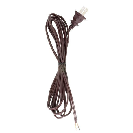 8 Foot 18/2 SPT-1 105C Cord Set - Brown Finish - 36" Hank - 200 Carton - Molded Polarized Plug - Tinned Tips 3/4" Strip With 2" Slit