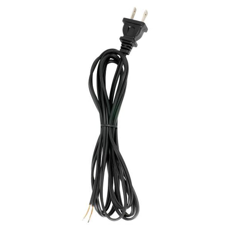 8 Foot 18/2 SPT-1 105C Cord Set - Black Finish - 36" Hank - 200 Carton - Molded Polarized Plug - Tinned Tips 3/4" Strip With 2" Slit