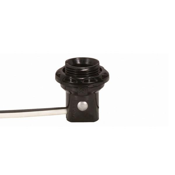 Phenolic Threaded Candelabra Socket With Shoulder And Phenolic Ring - 1-1/4" Height - 8" AWM B/W Leads 105C - 75W - 125V