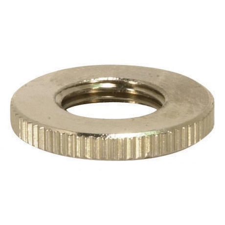 Brass Round Knurled Locknut - 3/4" Diameter - 1/8 IP - 3/32" Thick - Nickel Plated Finish