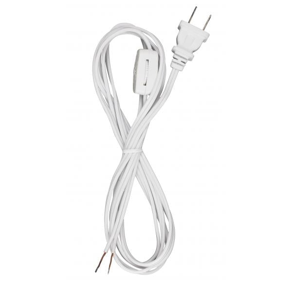 Heavy Duty Cord Set 18/3 SJT -105C 3 Prong Molded Plug Stripped & Slit10ft. White - 50 Ctn