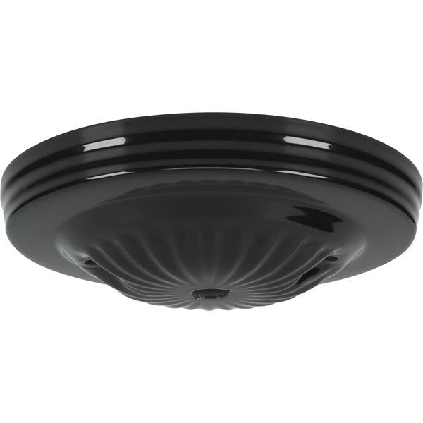 Ribbed Canopy - Canopy Only - Black Finish - 5" Diameter - 7/16" Center Hole - 2 -8/32 Bar Holes