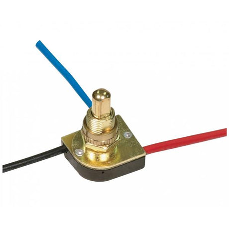 3-Way Metal Push Switch - 3/8 Metal Bushing - 2 Circuit - 4 Position (L-1, L-2, L1-2, Off) - 6A-125V, 3A-250V Rating - Brass Finish