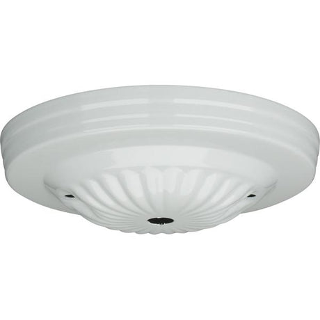 Ribbed Canopy - Canopy Only - White Finish - 5" Diameter - 7/16" Center Hole - 2 -8/32 Bar Holes