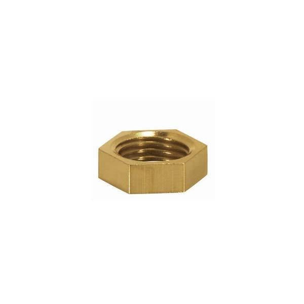 Brass Hexagon Locknut - 1/4 IP - 11/16" Hexagon - 3/16" Thick - Unfinished