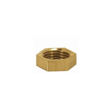 Brass Hexagon Locknut - 1/4 IP - 11/16" Hexagon - 3/16" Thick - Unfinished