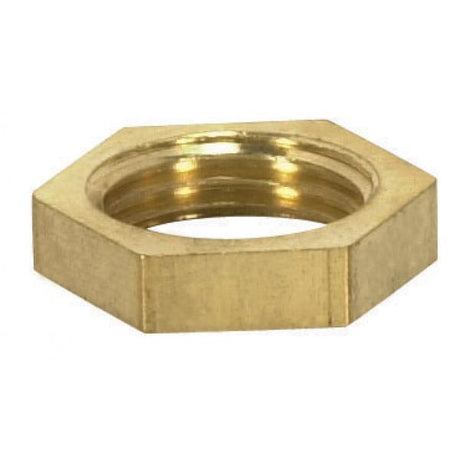 Brass Hexagon Locknut - 1/8 IP - 1/2" Hexagon - 1/8" Thick - Unfinished