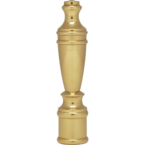 Large Spindle Finial - 2-3/8" Height - 1/4-27 - Polished Brass Finish