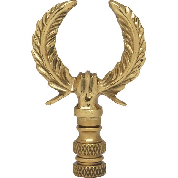 U-Shaped Leaf Brass Finial - 2-3/4" Height - 1/4-27 - Polished Brass Finish