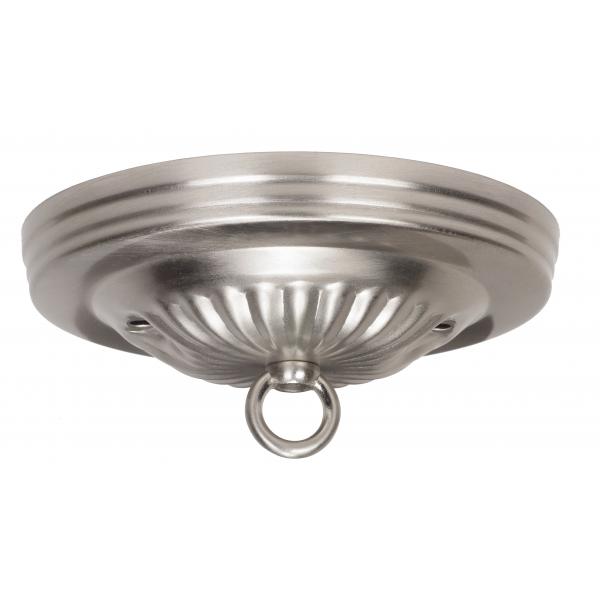Ribbed Canopy Kit - Brushed Nickel Finish - 5" Diameter - 7/16" Center Hole - 2-8/32 Bar Holes - Includes Hardware - 10lbs Max