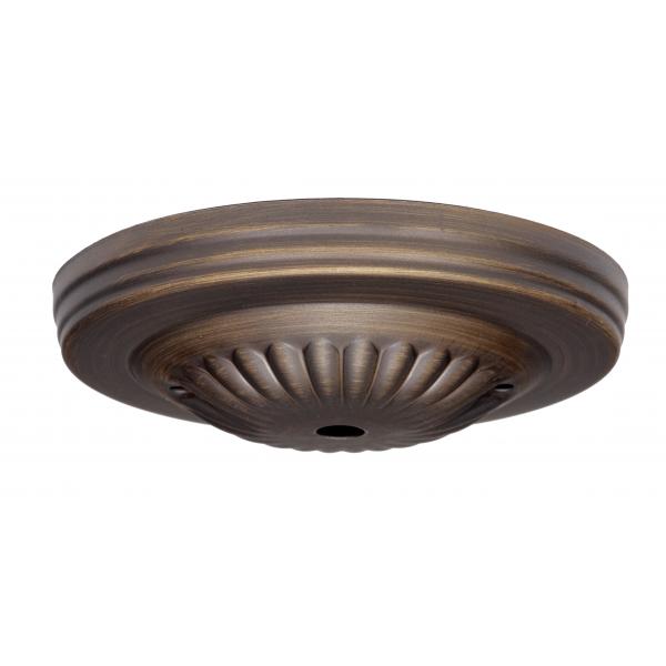 Ribbed Canopy Kit And Matching Hardware - Dark Antique Brass Finish - 5" Diameter - 7/16" Center Hole - 2-8/32 Bar Holes