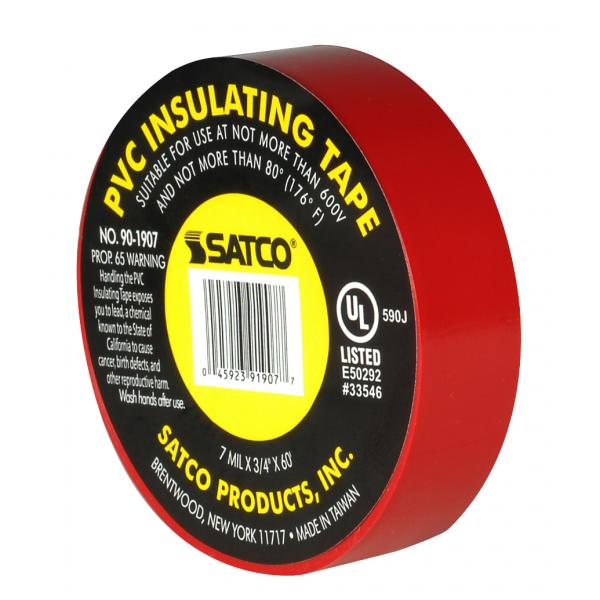 PVC Electrical Tape - 3/4" x 60 Foot - Red
