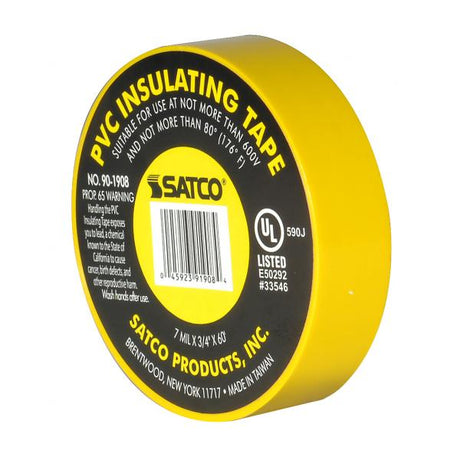 PVC Electrical Tape - 3/4" x 60 Foot - Yellow