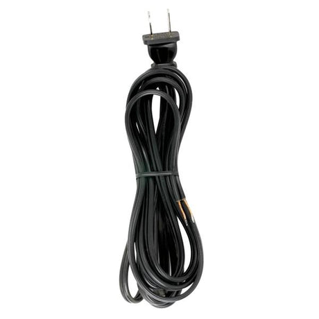 9 Foot 18/2 SPT-2 105C Cord Set - Black Finish - 36" Hank - 150 Carton - Molded Polarized Plug - Tinned Tips 3/4" Strip With 2" Slit