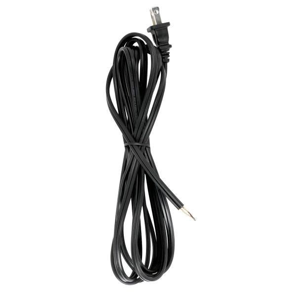 10 Foot 18/2 SPT-2 105C Cord Set - Black Finish - 36" Hank - 150 Carton - Molded Polarized Plug - Tinned Tips 3/4" Strip With 2" Slit