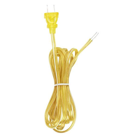 8 Foot 18/2 SPT-2 105C Full Tinned Cord Set - Clear Gold Finish With White Stripe And Plug Guard - 36" Hank -  - Molded Plug
