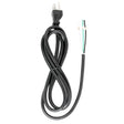 6 Foot 18/3 SJT 105C Heavy Duty Cord Set - Black Finish - 100 Carton - 3 Prong Molded Plug - Stripped And Slit