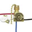 3-Way Canopy Switch - 2 Circuit - 4 Position With Metal Chain, White Cord And Bell - 6A-125V, 3A-250V Rating - Nickel Finish