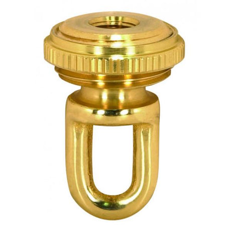 1/8 IP Cast Brass Screw Collar Loop With Ring - Fits 1" Canopy Hole - 1-1/8" Ring Diameter - 1-3/4" Height - Polished And Lacquered