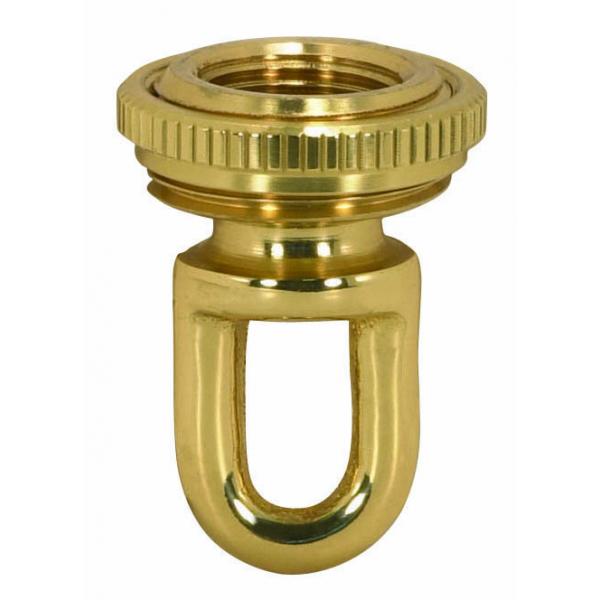 3/8 IP Cast Brass Screw Collar Loop With Ring - Fits 1" Canopy Hole - 1-1/8" Ring Diameter - 1-3/4" Height - Polished And Lacquered