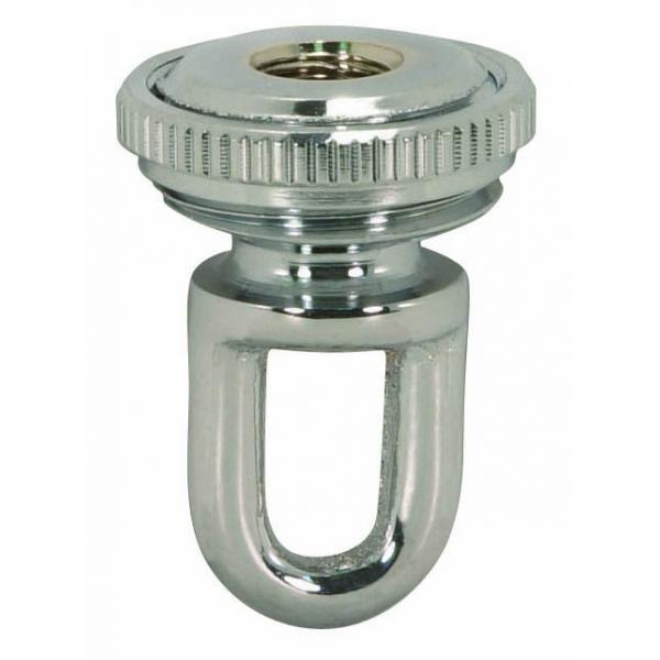 1/8 IP Cast Brass Screw Collar Loop With Ring - Fits 1" Canopy Hole - 1-1/8" Ring Diameter - 1-3/4" Height - Polished Chrome Finish