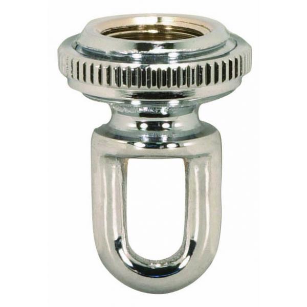 3/8 IP Cast Brass Screw Collar Loop With Ring - Fits 1" Canopy Hole - 1-1/8" Ring Diameter - 1-3/4" Height - Polished Chrome Finish