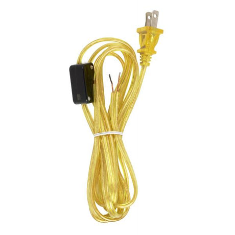 8 Foot 18/2 SPT-2 105C Cord Set - Clear Gold Finish - Switch 29" From Free End - 36" Hank - 100 Carton - Hi-Low Switch