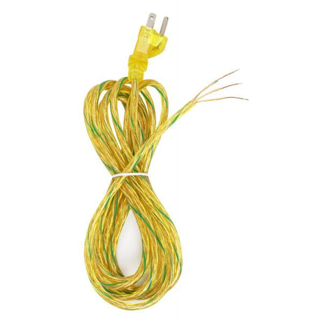 10 Foot 18/3 SVT 105C Heavy Duty Cord Set - Clear Gold Finish - 100 Carton - 3 Prong Molded Plug - Stripped And Slit
