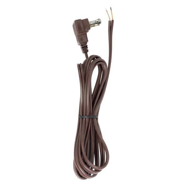 8 Foot 18/2 SPT-2 105C Flat Plug Cord Set - Brown Finish - 36" Hank - 200 Carton - Molded Plug - Tinned Tips 3/4" Strip With 2" Slit