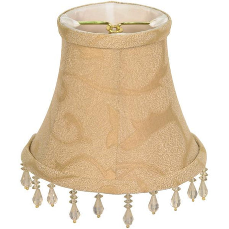 Clip On Shade - Beige Beaded Floral - 3" Top - 5" Bottom - 4-1/4" Side