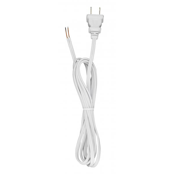 7 Foot 18/2 SPT-1 105C Cord Set - White Finish - 36" Hank - 200 Carton - Molded Polarized Plug - Tinned Tips 3/4" Strip With 2" Slit