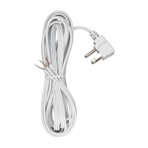 10 Foot 18/3 SPT-2 105C Flat Plug Cord Set - White Finish - No Hank - 100 Carton - Molded Plug - Tinned Tips 3/4" Strip With 3" Slit
