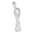 10 Foot 18/2 SPT-1 105C Cord Set - White Finish - 48" Hank - 150 Carton - Molded Polarized Plug - Tinned Tips 3/4" Strip With 2" Slit