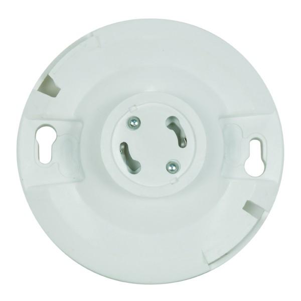4 Terminal Keyless White Phenolic GU24 Ceiling Receptacle - Screw Terminals - 4-1/2" Diameter - 300W - 300V