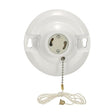 4 Terminal White Phenolic GU24 On-Off Pull Chain Ceiling Receptacle - Screw Terminals - 4-1/2" Diameter - 150W - 250V