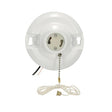 White Phenolic GU24 On-Off Pull Chain Ceiling Receptacle - 6" AWM B/W Leads 105C - 4-1/2" Diameter - 75W - 250V