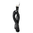 15 Foot 18/2 SVT 105C Heavy Duty Cord Set - Black Finish - 50 Carton - 2 Prong Molded Plug - Stripped And Slit