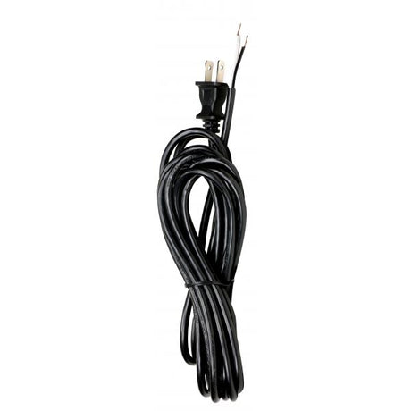 15 Foot 18/2 SVT 105C Heavy Duty Cord Set - Black Finish - 50 Carton - 2 Prong Molded Plug - Stripped And Slit