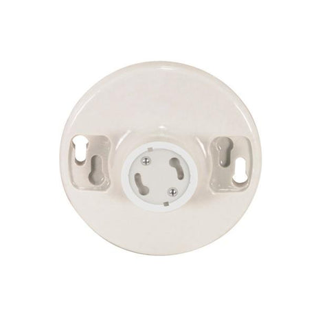 4 Terminal Keyless White Phenolic GU24 Ceiling Receptacle - Screw Terminals - 4-3/8" Diameter - 300W - 300V