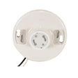 Keyless White Porcelain GU24 Ceiling Receptacle - 6" AWM B/W Leads 105C - 4-3/8" Diameter - 300W - 300V