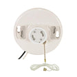 Pull Chain White Porcelain GU24 On-Off Pull Chain Ceiling Receptacle - 6" AWM B/W Lead - 4-3/8" Diameter - 660W - 250V