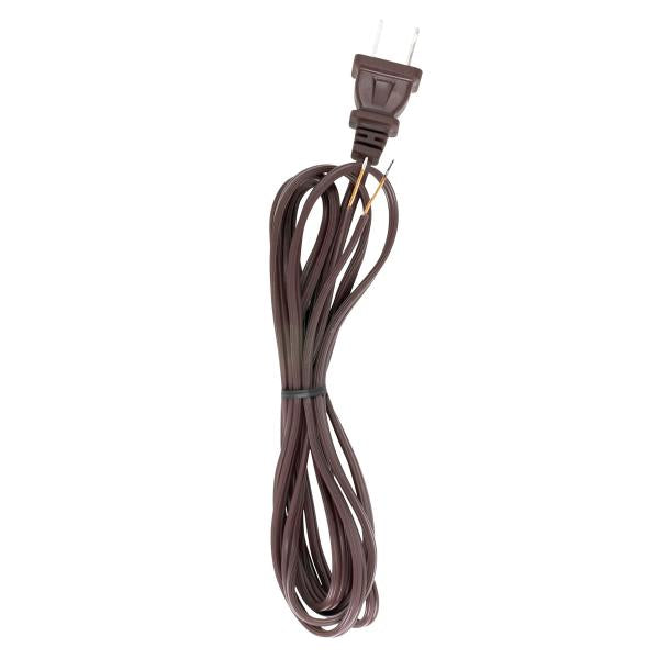 7 Foot 18/2 SPT-1 105C Cord Set - Brown Finish - 36" Hank - 200 Carton - Molded Polarized Plug - Tinned Tips 3/4" Strip With 2" Slit
