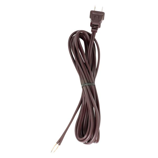 10 Foot 18/2 SPT-2 105C Cord Set - Brown Finish - 36" Hank - 150 Carton - Molded Polarized Plug - Tinned Tips 3/4" Strip With 2" Slit
