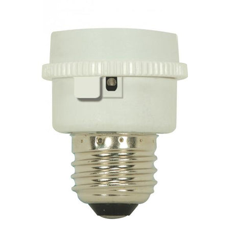 Medium To GU24 Adapter - White Finish - E26-GU24 With Photocell - 1-1/8" Overall Extension - 1-1/2" Diameter - 60W - 120V