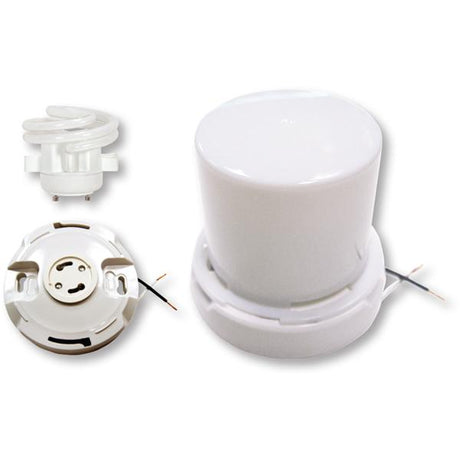 GU24 Base - Squat keyless fluorescent ceiling fixture with twist-on Lexan lens