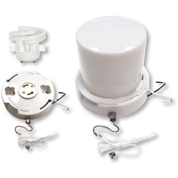 GU24 Base - Squat pull chain fluorescent ceiling fixture with twist-on Lexan lens