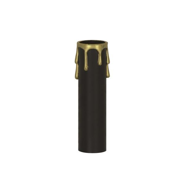 Plastic Drip Candle Cover - Black Plastic With Gold Drip - 1-3/16" Inside Diameter - 1-1/4" Outside Diameter - 3" Height