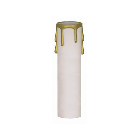 Plastic Drip Candle Cover - White Plastic With Gold Drip - 1-3/16" Inside Diameter - 1-1/4" Outside Diameter - 3" Height
