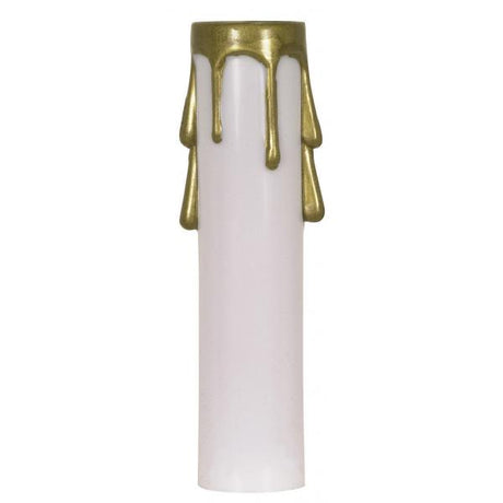 Plastic Drip Candle Cover - White Plastic With Gold Drip - 13/16" Inside Diameter - 7/8" Outside Diameter - 4" Height