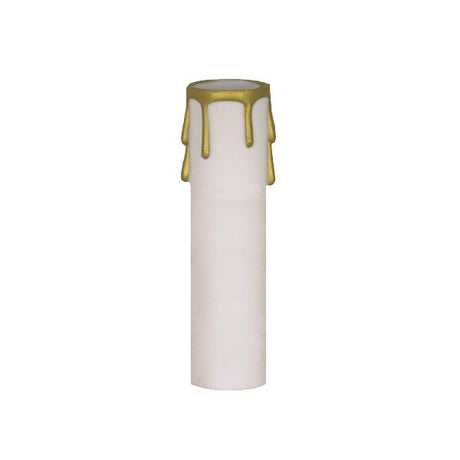 Plastic Drip Candle Cover - White Plastic With Gold Drip - 1-3/16" Inside Diameter - 1-1/4" Outside Diameter - 4" Height